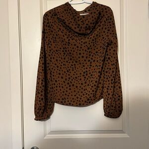Brown and black polka dot blouse